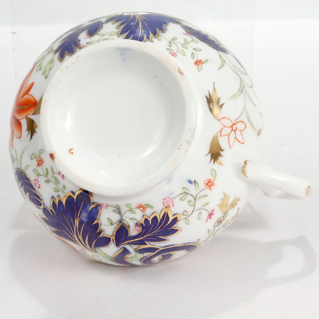 Antique English Porcelain Pseudo-Tobacco Leaf Pattern Tea Cup & Saucer For Sale 8