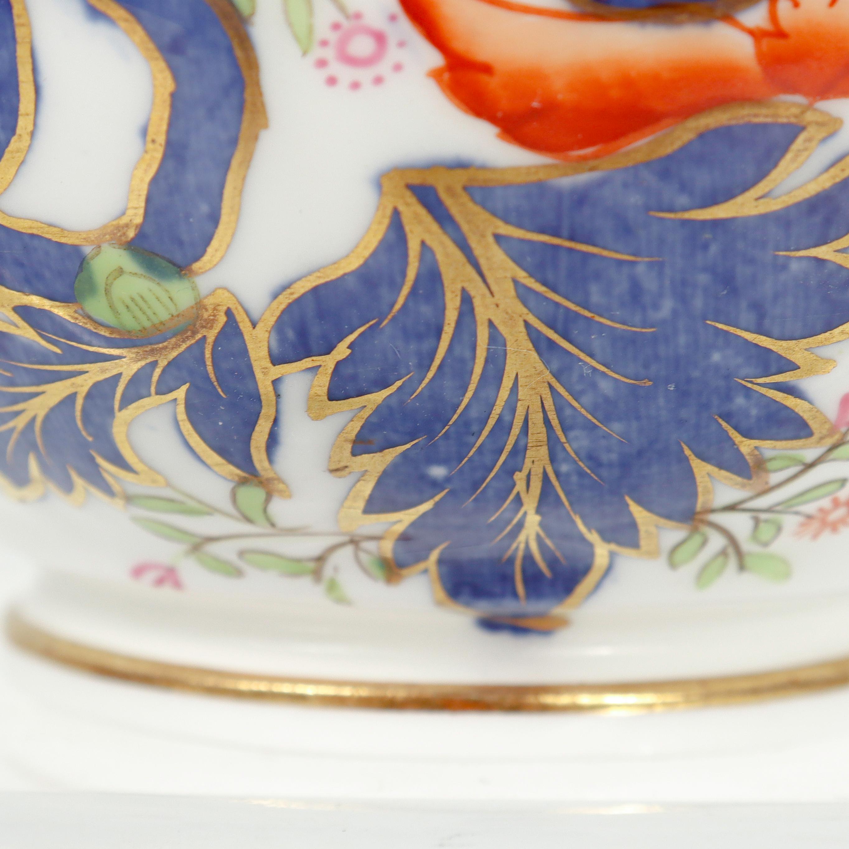 Antique English Porcelain Pseudo Tobacco Leaf Pattern Tea Cup & Saucer For Sale 10