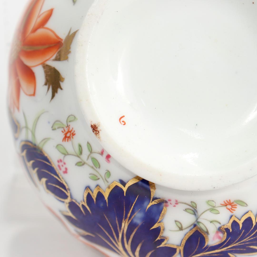 Antique English Porcelain Pseudo-Tobacco Leaf Pattern Tea Cup & Saucer For Sale 9