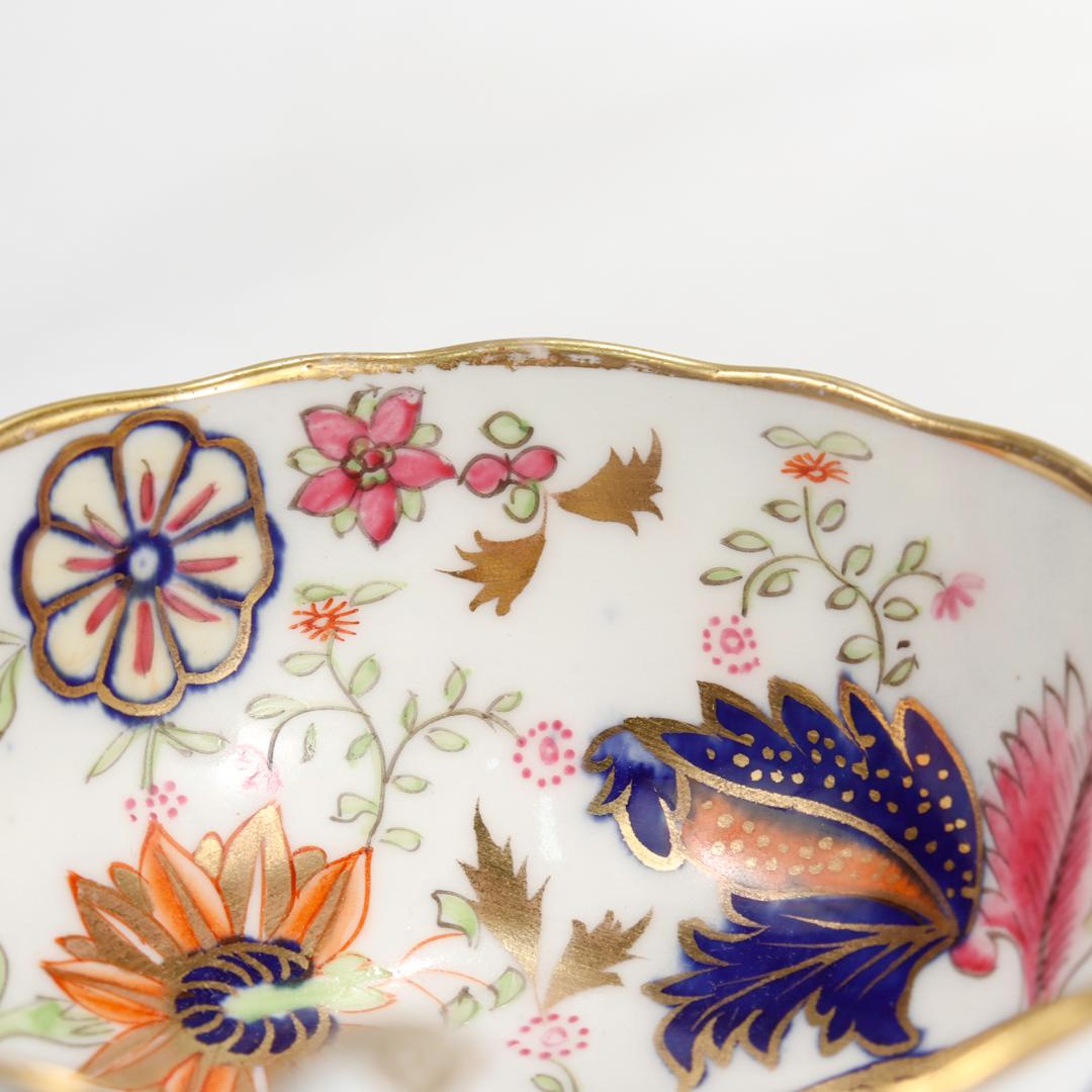Antique English Porcelain Pseudo-Tobacco Leaf Pattern Tea Cup & Saucer For Sale 10