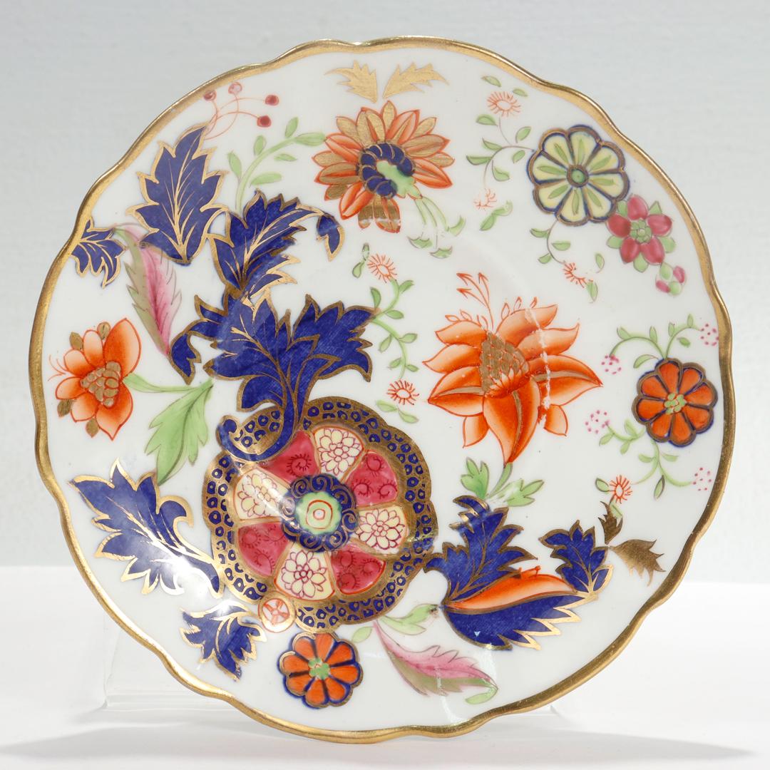 Antique English Porcelain Pseudo-Tobacco Leaf Pattern Tea Cup & Saucer For Sale 2