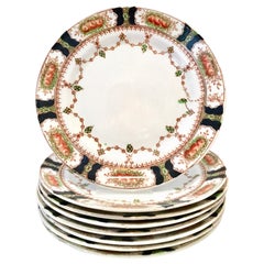 Antique English Porcelain Set of Eight Salad/Dessert Plates by, Bell China