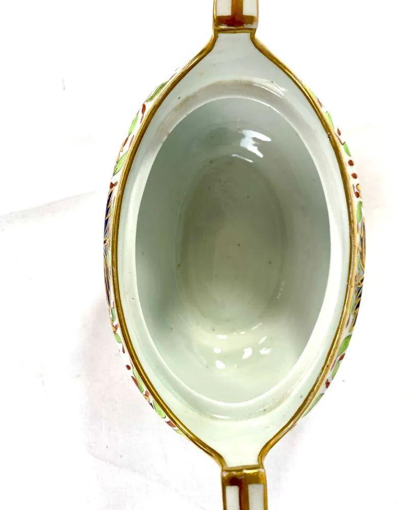 Porcellana Antica zuccheriera inglese in porcellana di Worcester con motivo a pollice e dito C.C. 1820 in vendita