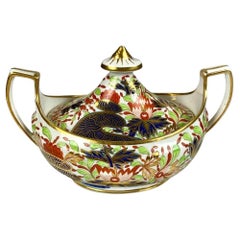 Boîte à sucre anglaise ancienne en porcelaine de Worcester, motif de pouces et de doigts, vers 1820