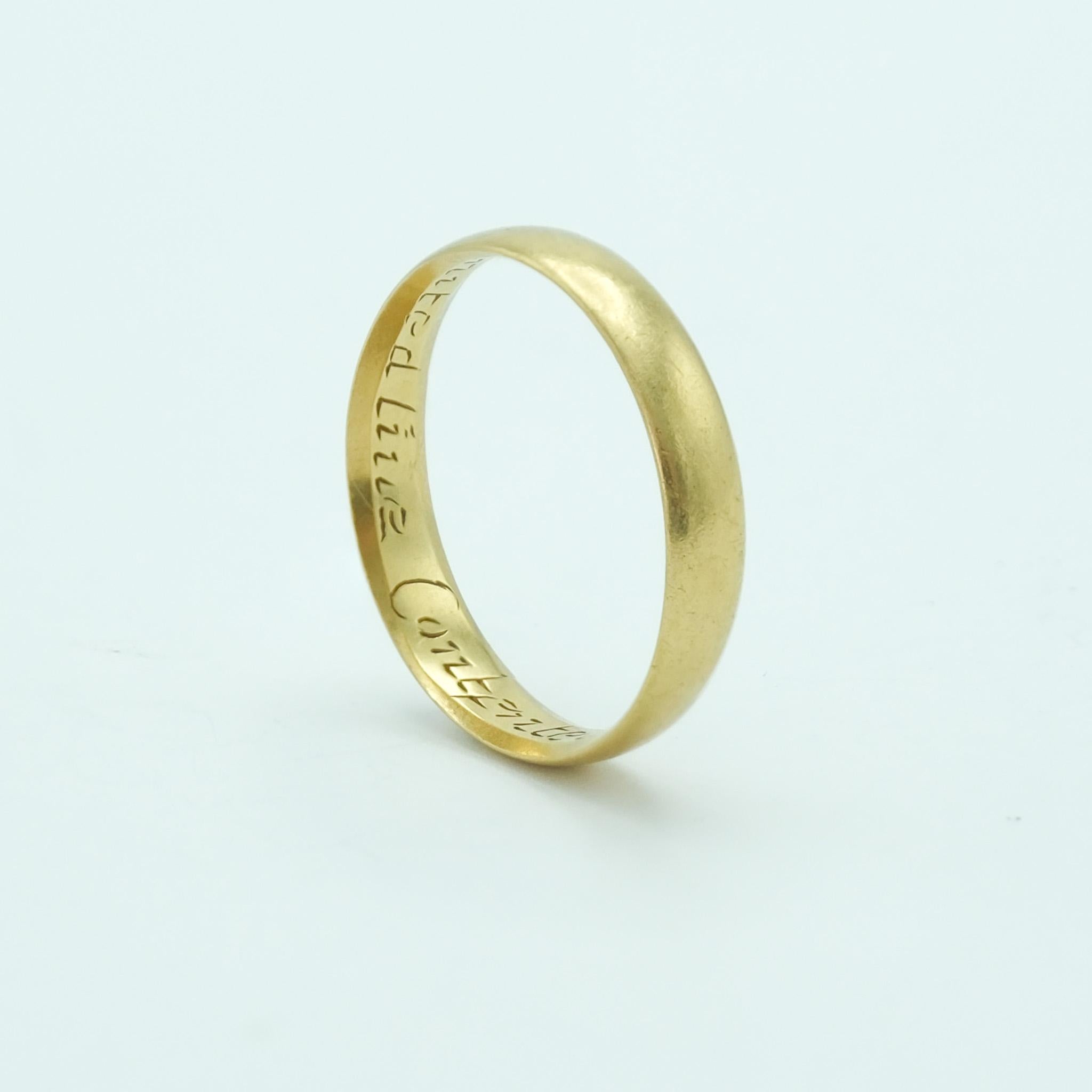 Renaissance Antique English Posy Ring in 18 Karat Yellow Gold: Antique Wedding Band