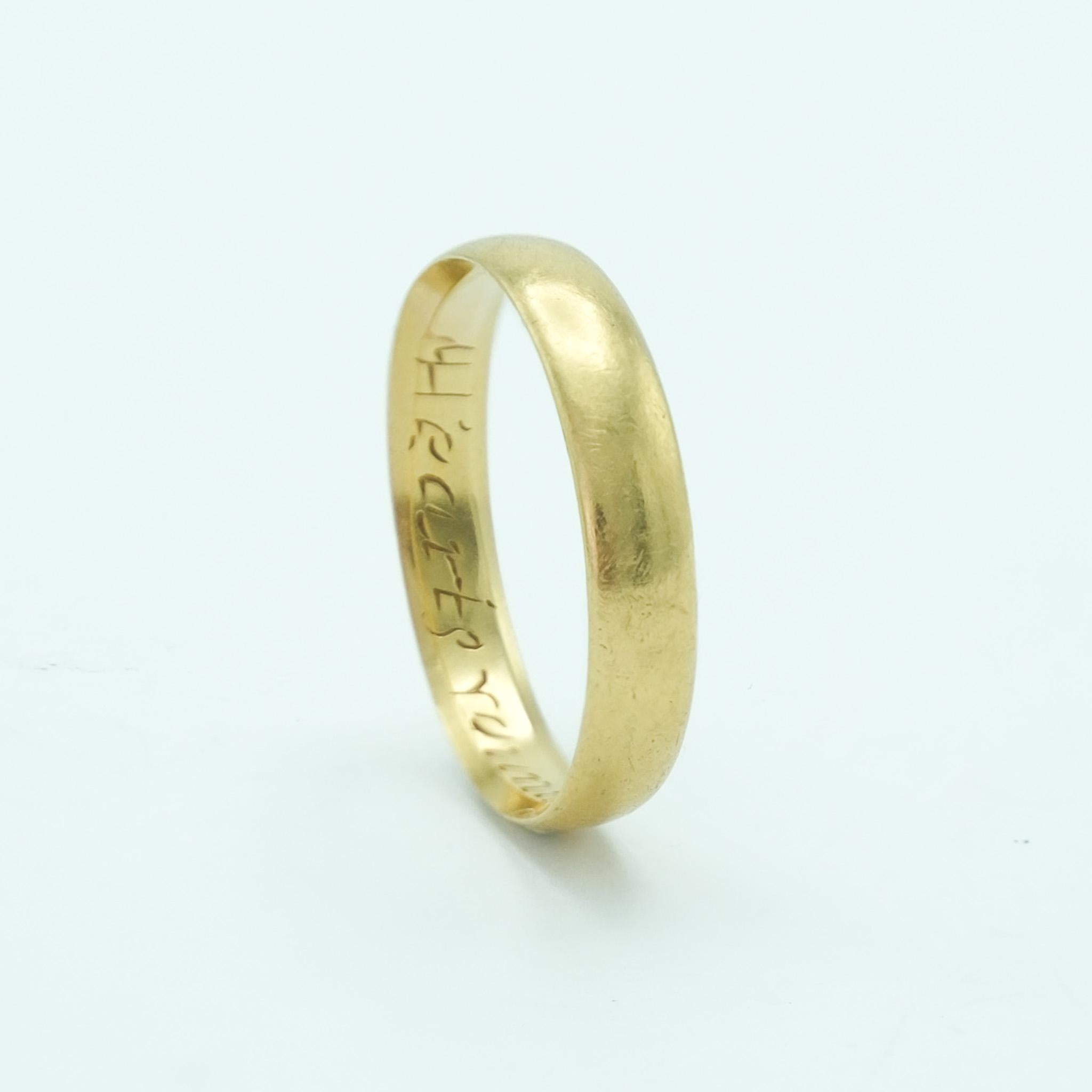 Women's or Men's Antique English Posy Ring in 18 Karat Yellow Gold: Antique Wedding Band