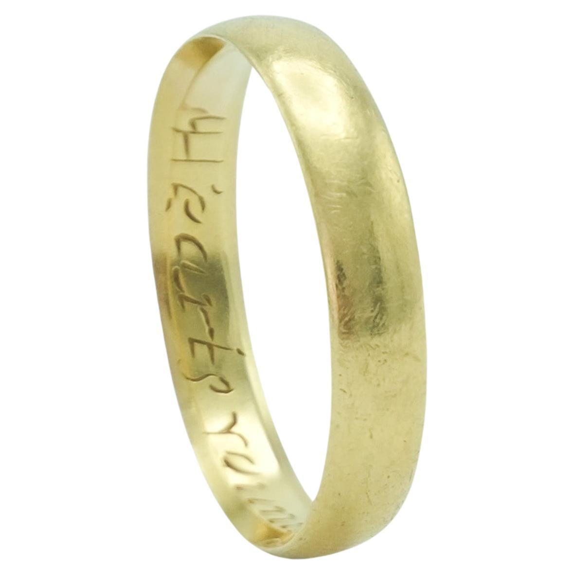Antique English Posy Ring in 18 Karat Yellow Gold: Antique Wedding Band