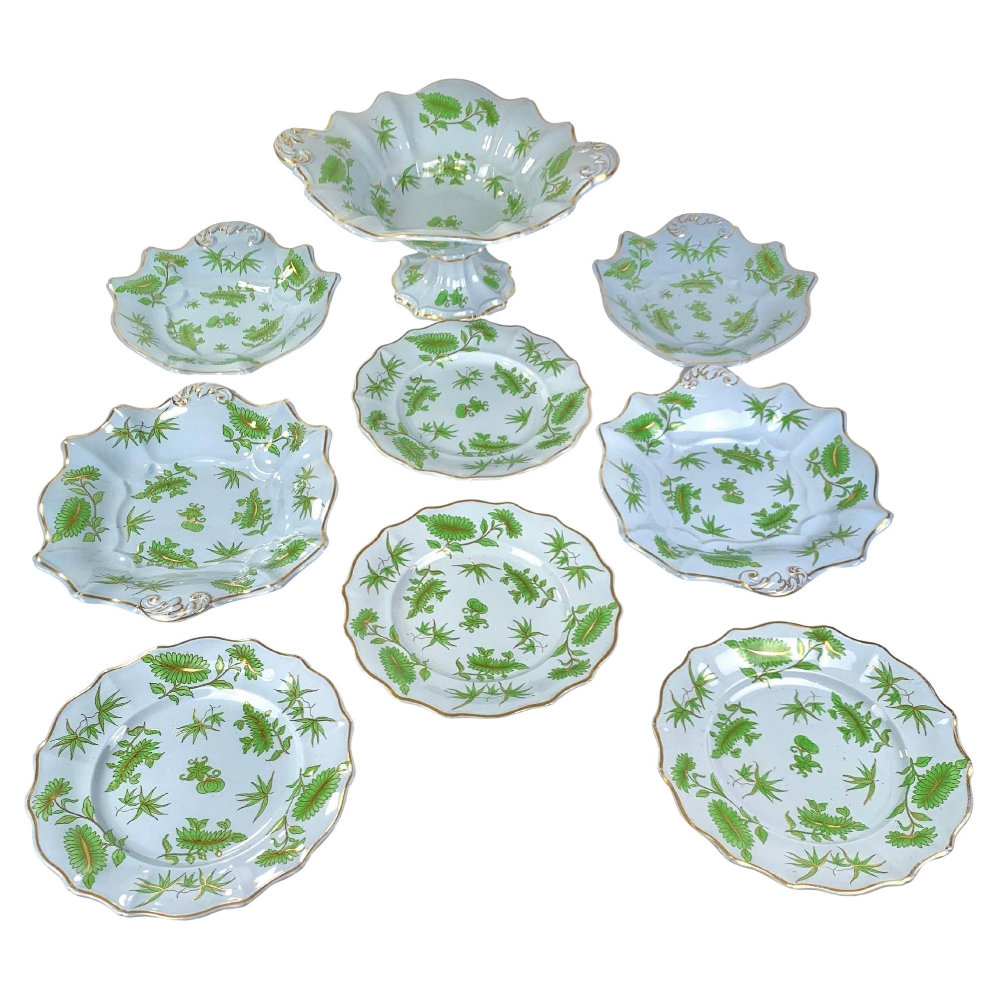 Antike englische Keramik Dessert Set mit Tafelaufsatz von Ridgway CIRCA 1825 im Angebot