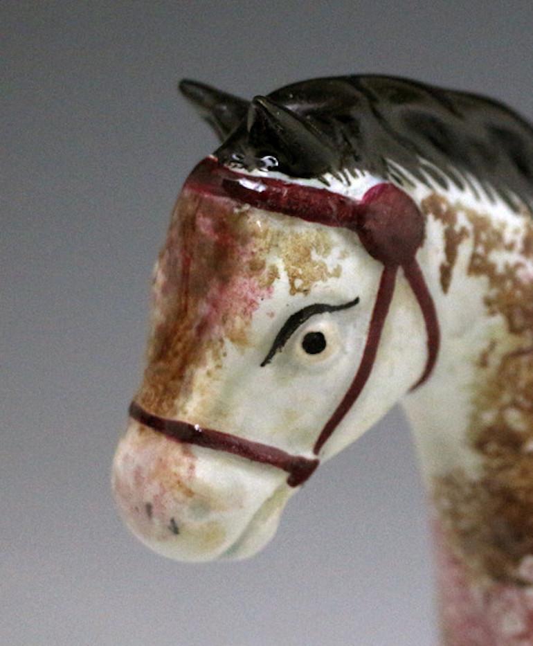 British Antique English Pottery Pearlware Figure of a Horse For Sale