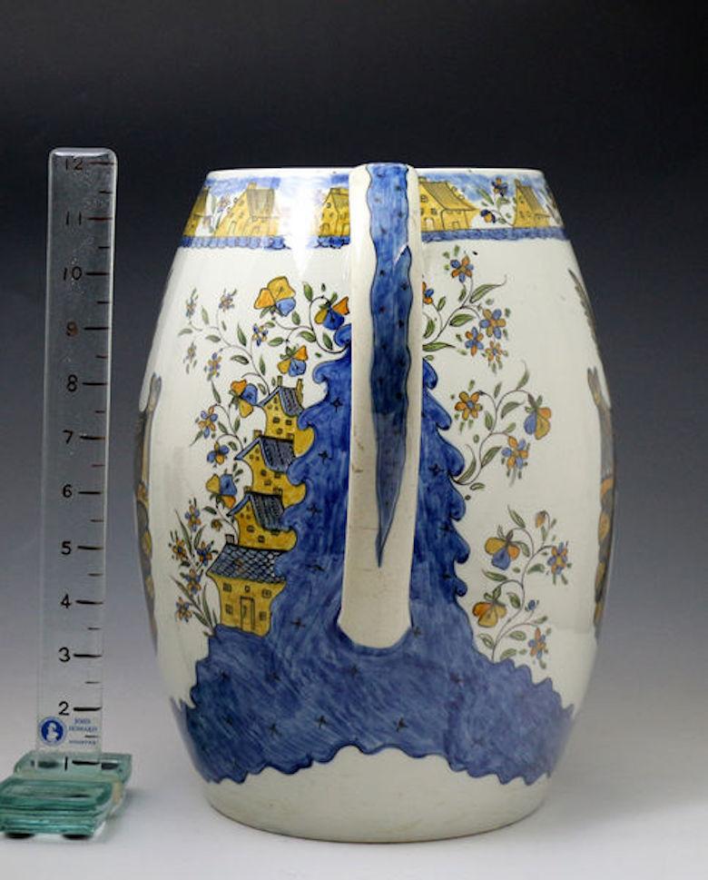Antique English Pottery Prattware Large Scale Pitcher, 1805 In Good Condition In Woodstock, OXFORDSHIRE