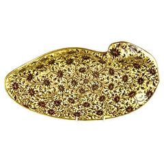 Antike englische Keramikschale in Muschelform mit gelbem Grund, hergestellt um 1820