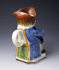 Antique English Pottery Toby Jug in Pratt Colors