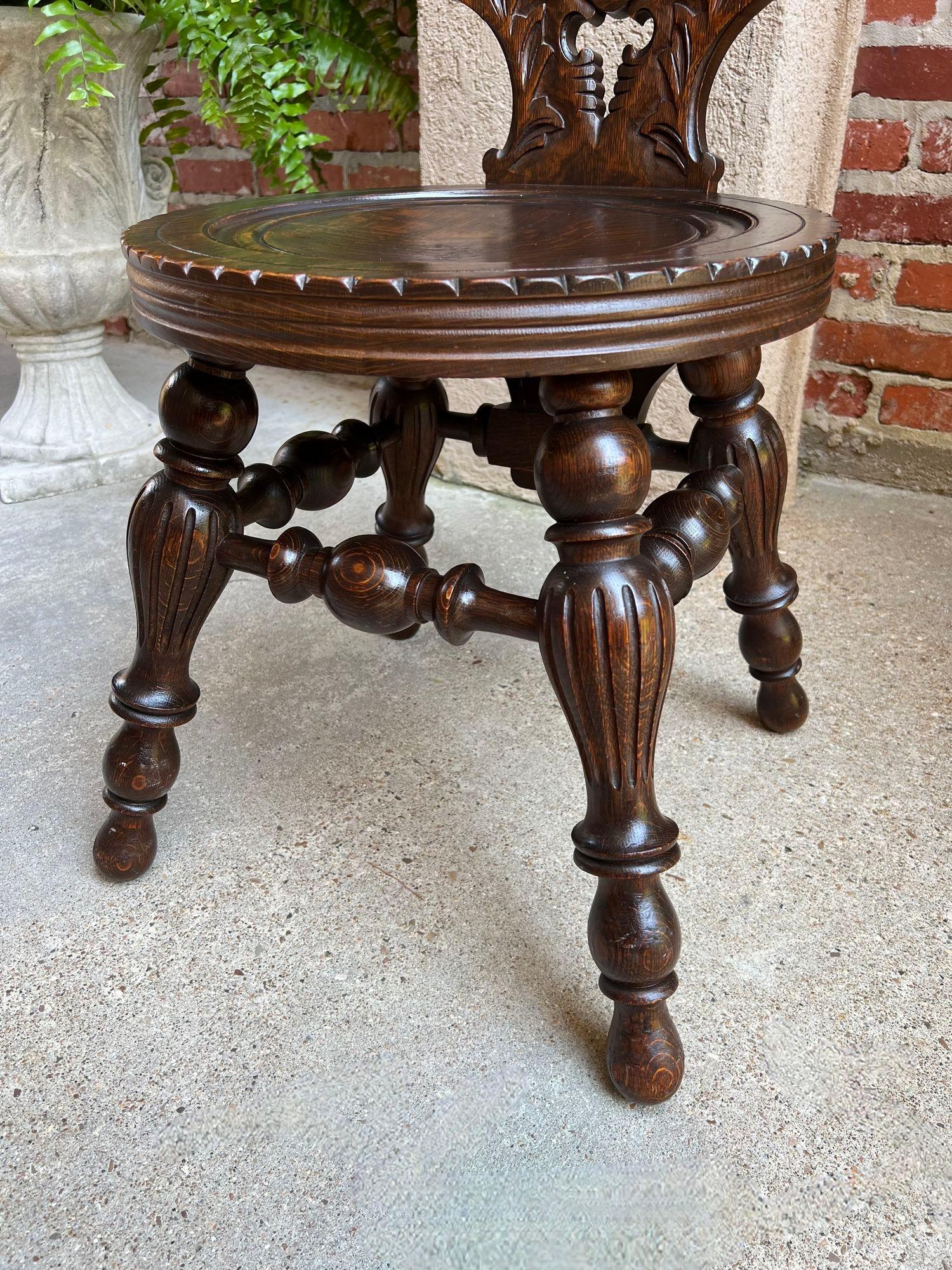 Antique English Pub Chair Fireplace Hearth Carved Tiger Oak Breton Brittany For Sale 1