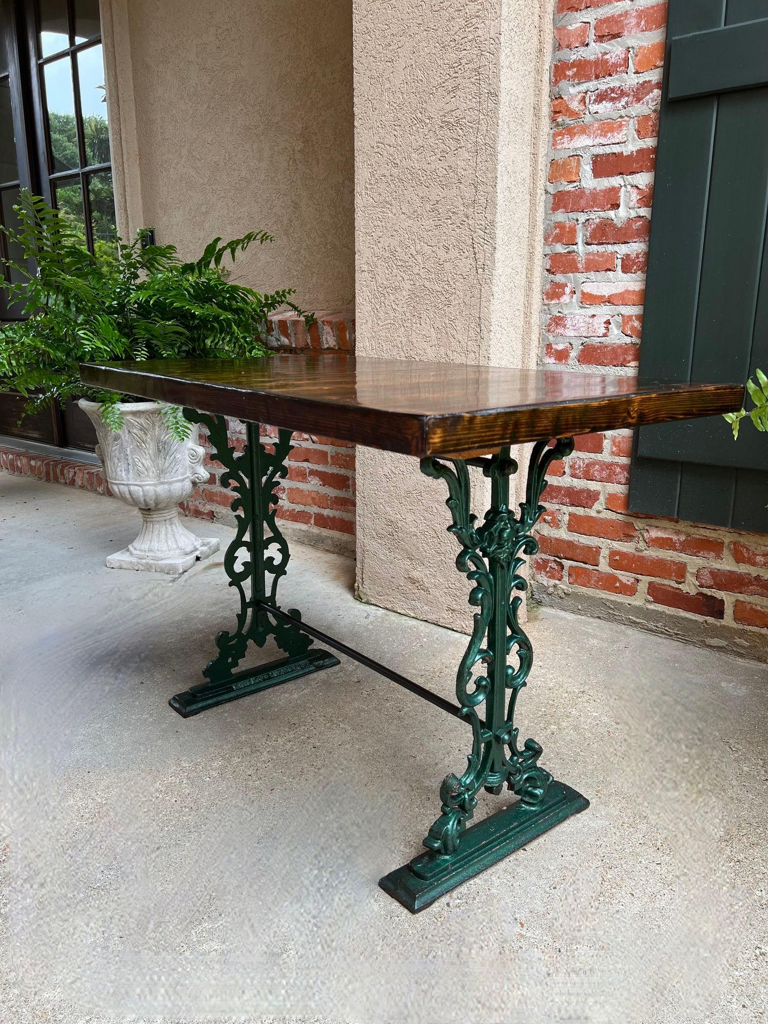 Antique English Pub Table Cast Iron Kitchen Island Sofa Patio Table Rectangular Size.

Direct from England, a true antique English “pub table”, highly sought after for today’s home and equally suitable for both indoors AND outdoor patios and