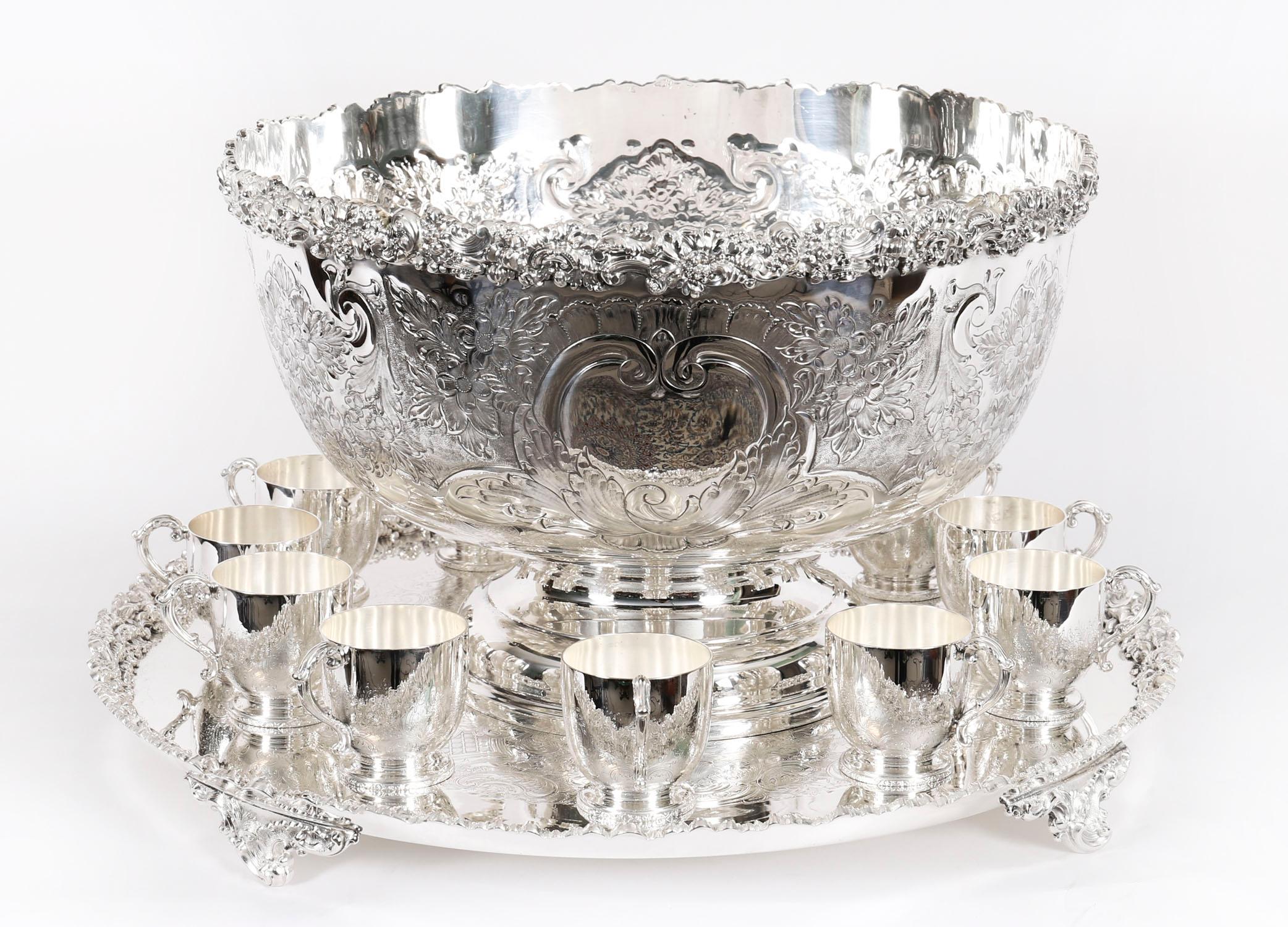 Antikes englisches Punch Bowl Set/ Wein Champagner Kühler 20. Jahrhundert (Englisch) im Angebot