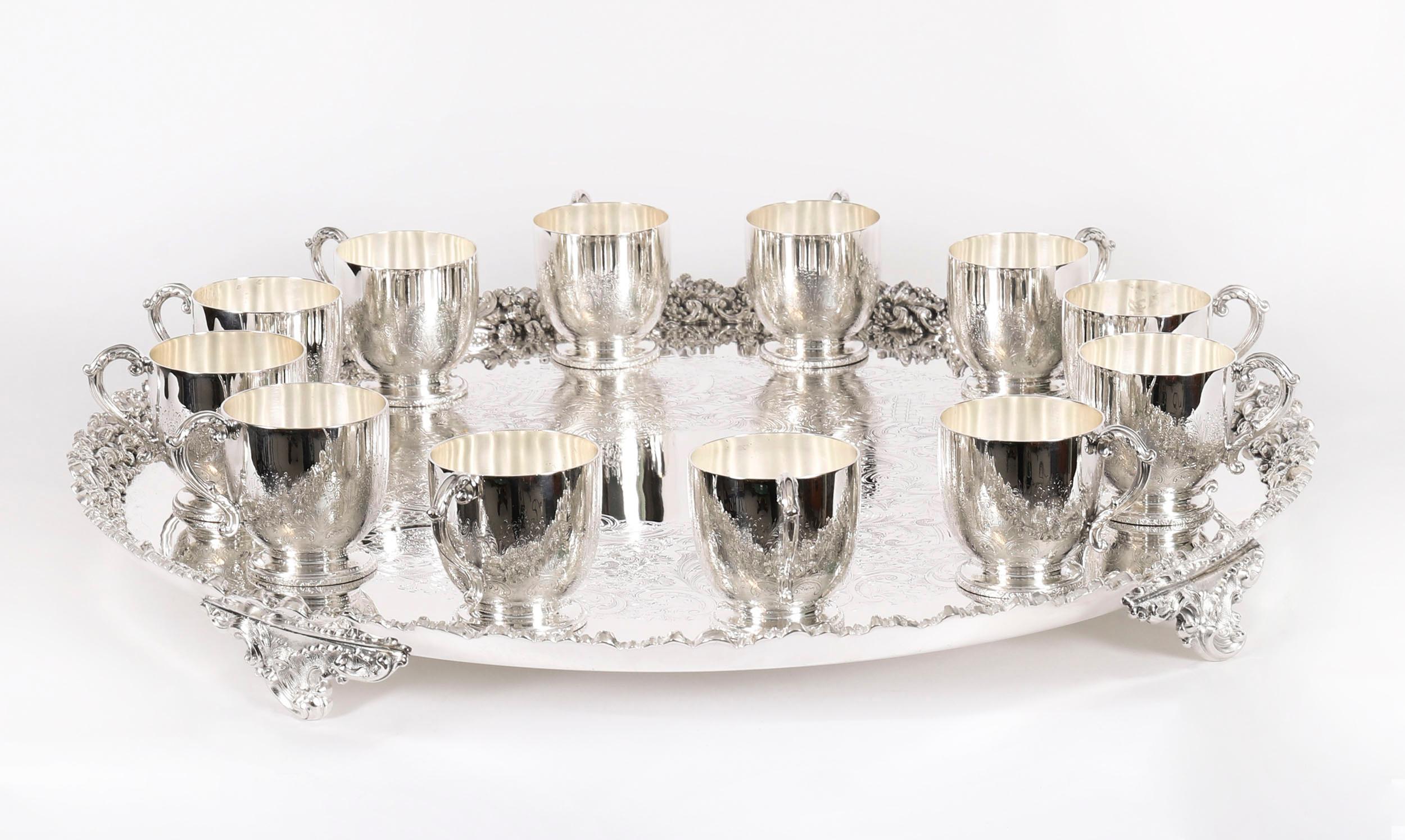 Antikes englisches Punch Bowl Set/ Wein Champagner Kühler 20. Jahrhundert im Angebot 3