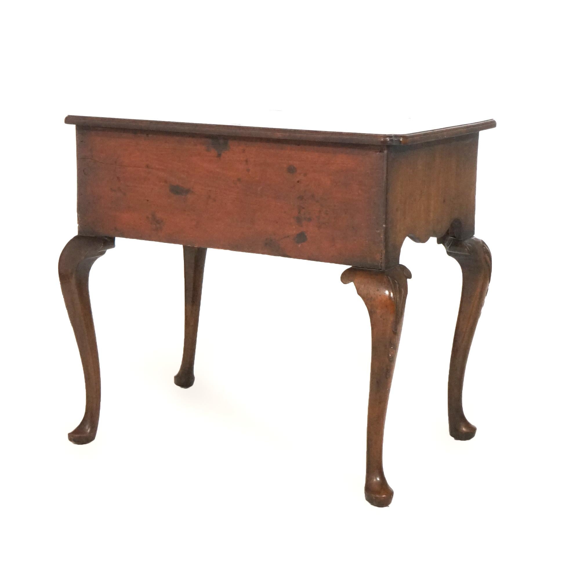 Antique English Queen Anne Carved Mahogany & Satinwood Inlaid Low Boy 18th C For Sale 8