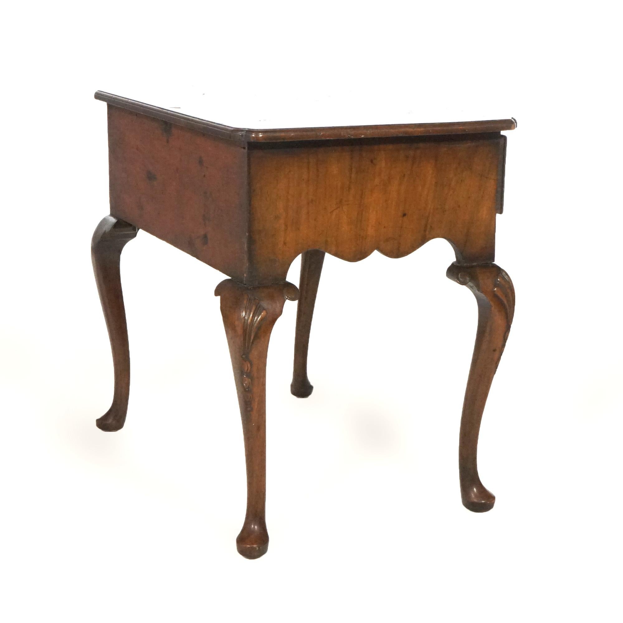 Antique English Queen Anne Carved Mahogany & Satinwood Inlaid Low Boy 18th C For Sale 10