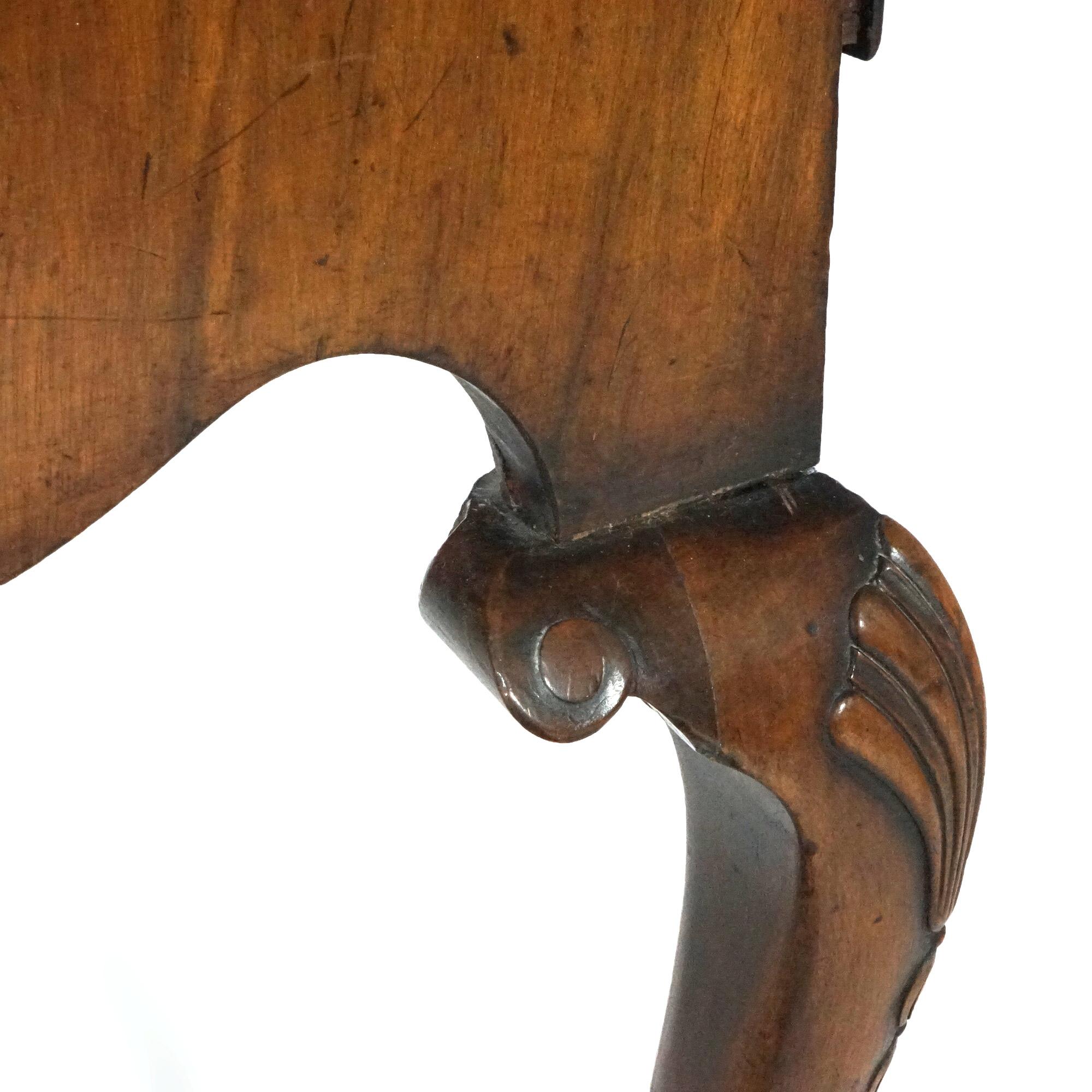 Antique English Queen Anne Carved Mahogany & Satinwood Inlaid Low Boy 18th C For Sale 11