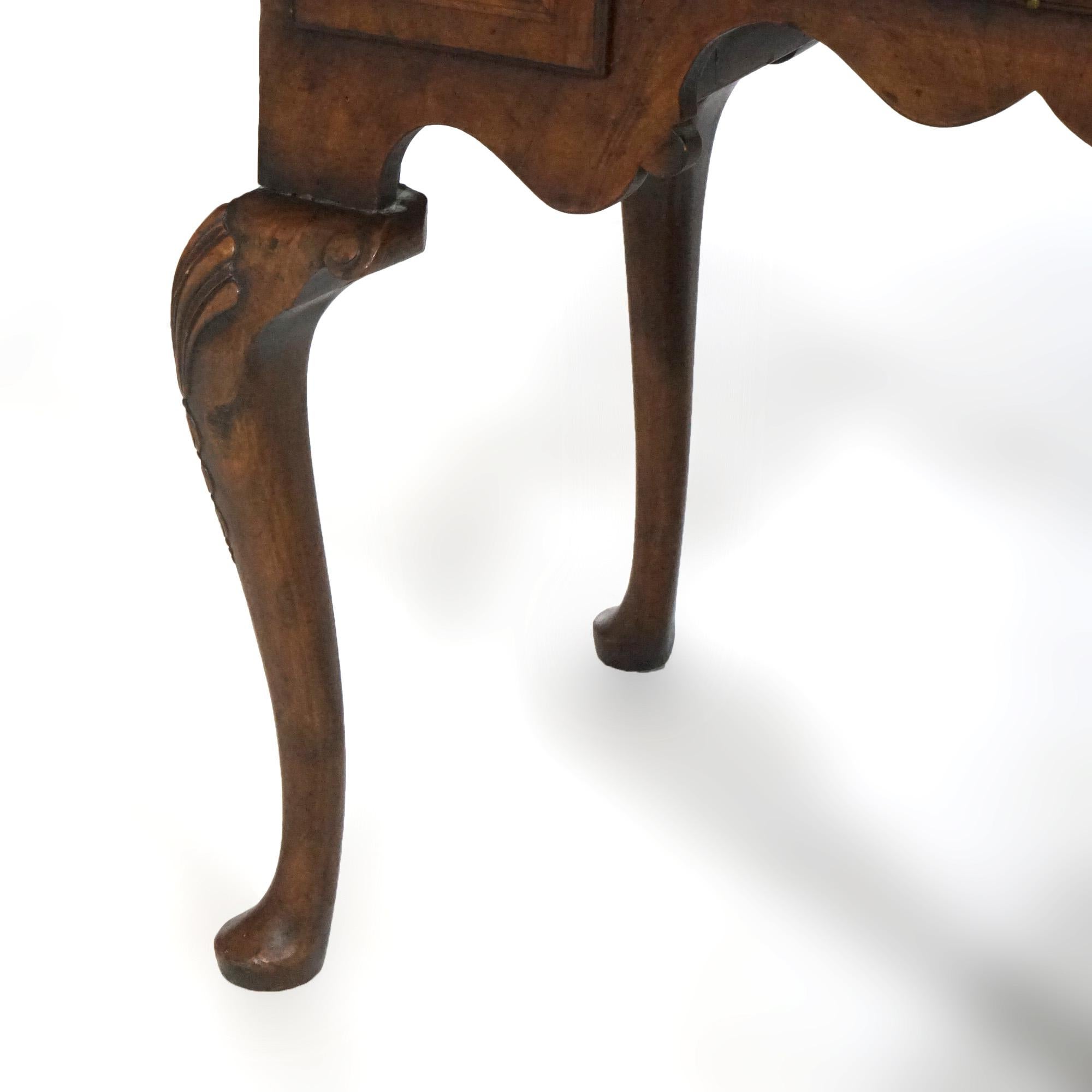 Antique English Queen Anne Carved Mahogany & Satinwood Inlaid Low Boy 18th C For Sale 5