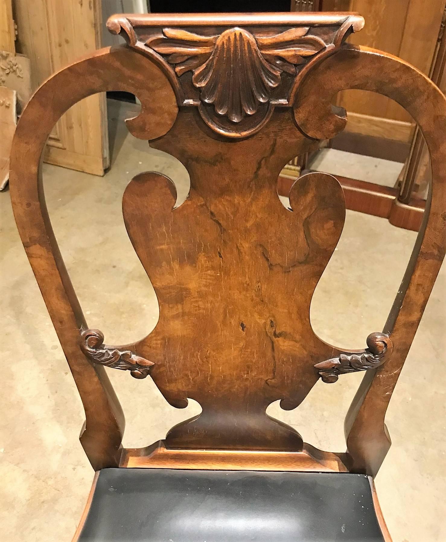 Antique English Queen Anne Dining Chairs, Set of Eight In Good Condition In Dallas, TX