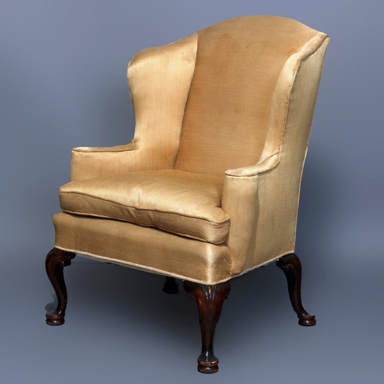 Antique English Queen Anne Fireside Wingback Chair, circa 1910 For Sale ...
