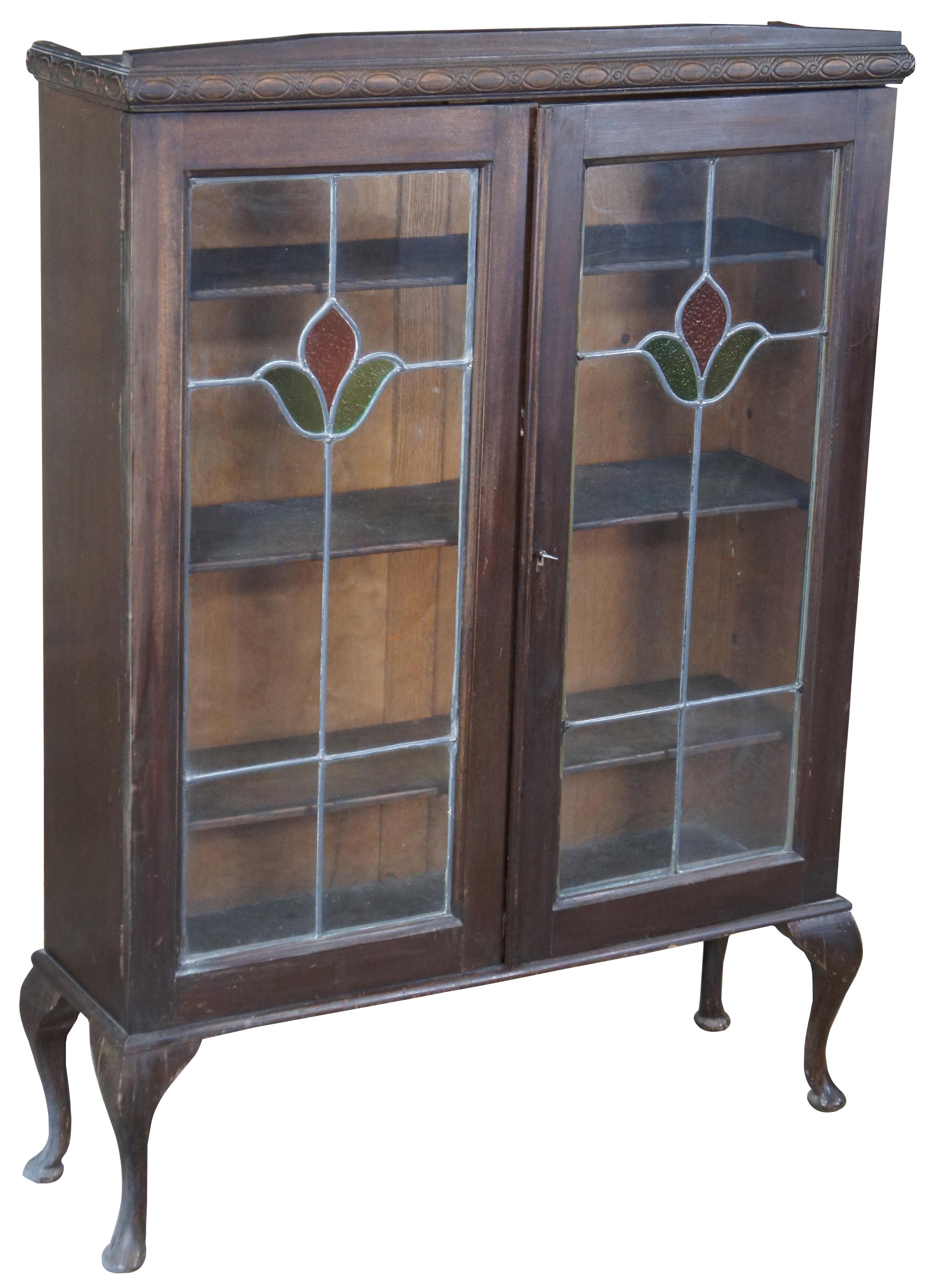 queen anne glass display cabinet