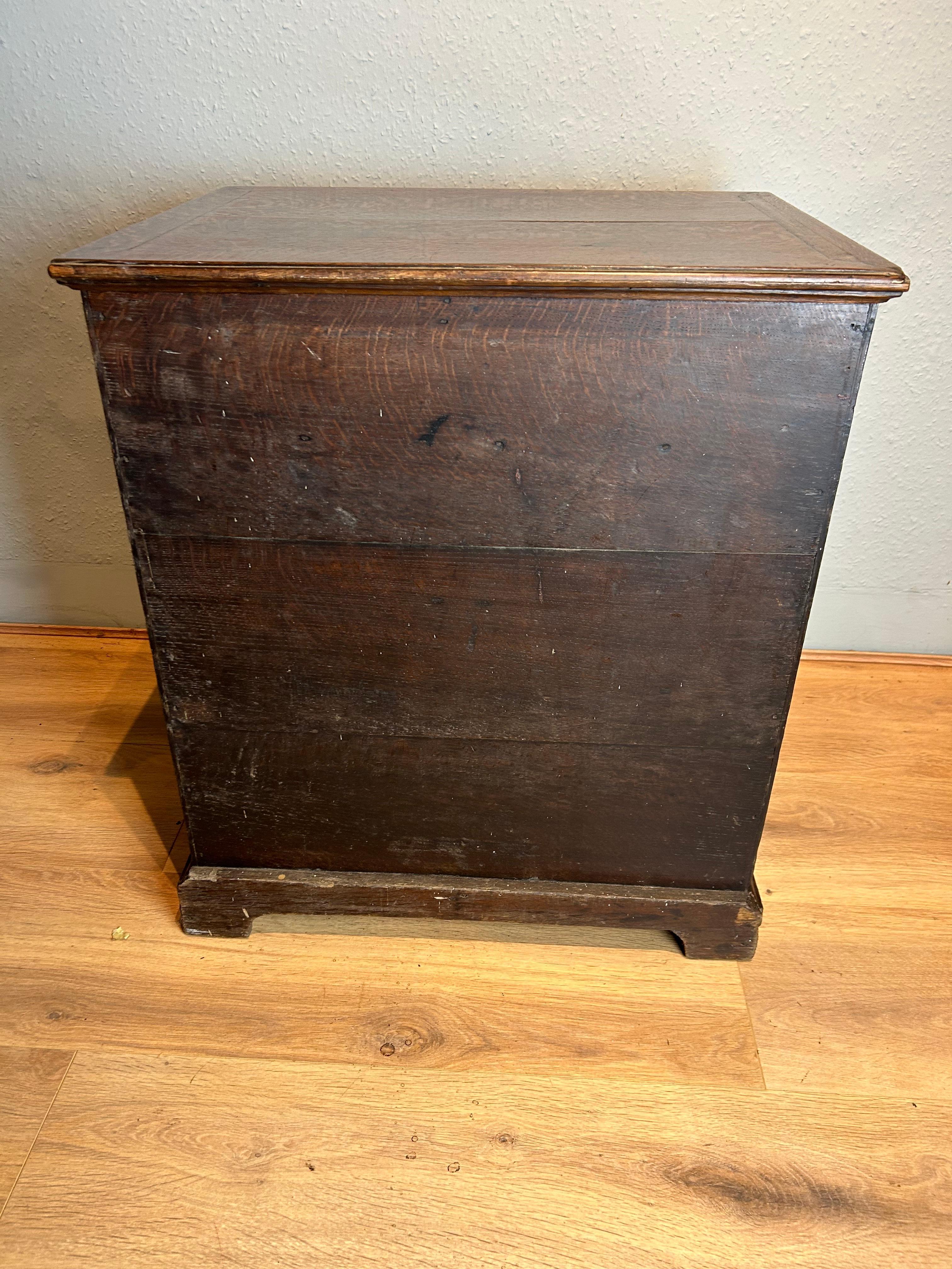 18th Century Queen Anne Small Oak Chest of Drawers  For Sale