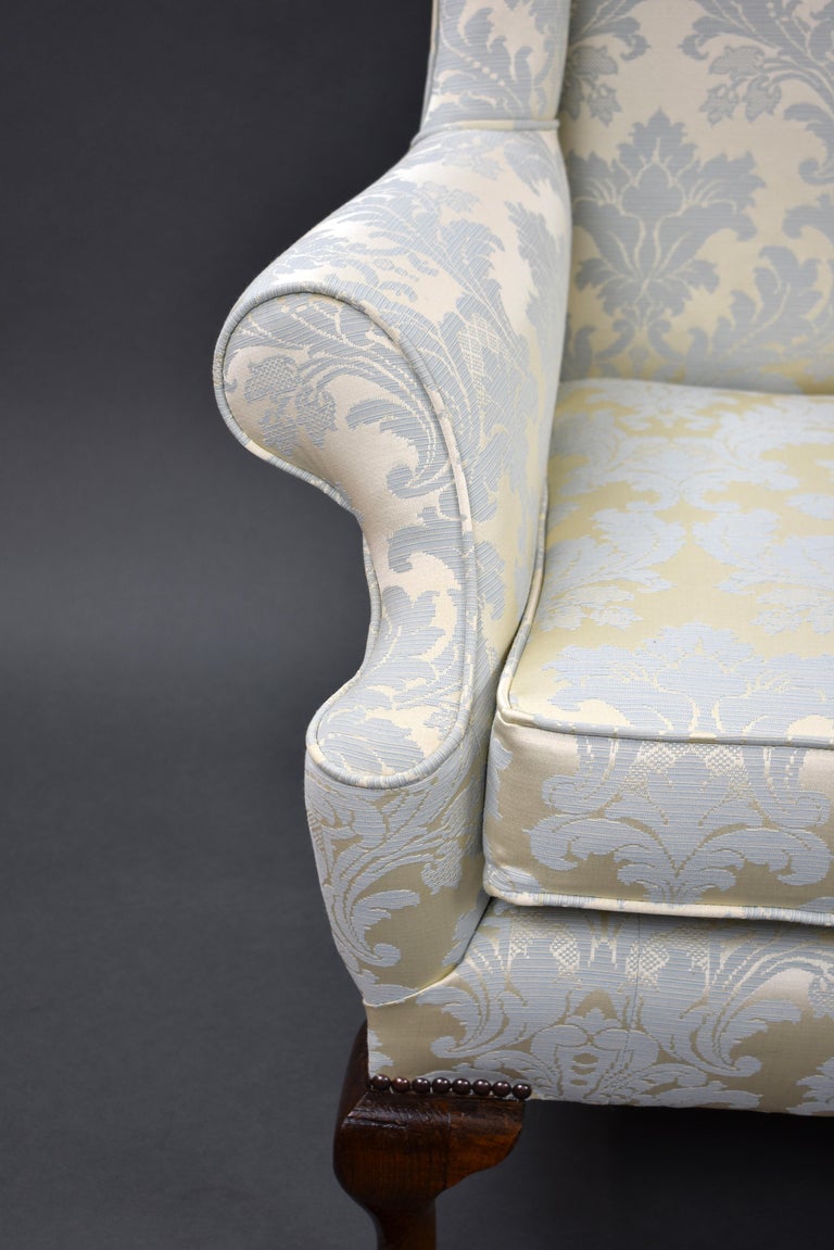 Antique English Queen Anne Style Wing Back Couch For Sale at 1stDibs