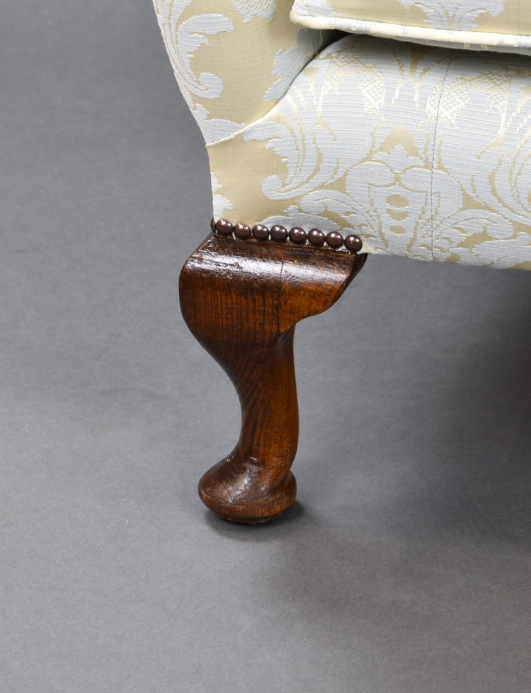 Antique English Queen Anne Style Wing Back Couch For Sale at 1stDibs