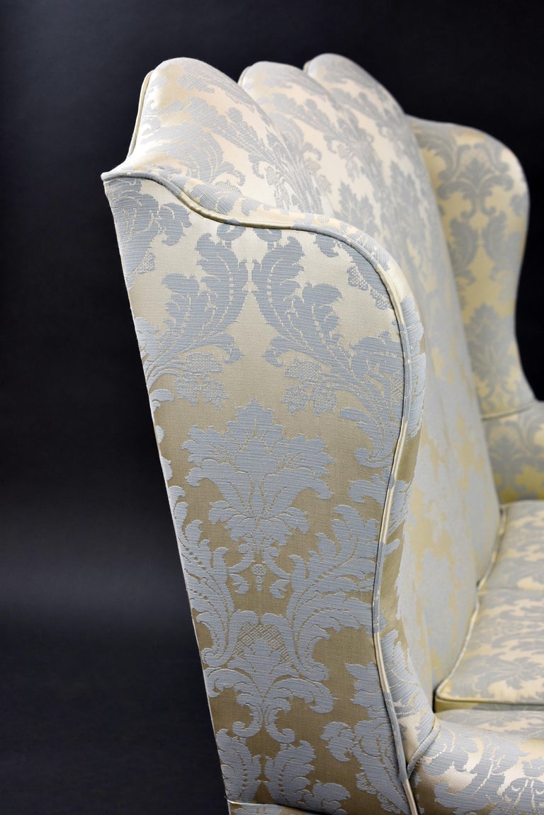 Antique English Queen Anne Style Wing Back Couch For Sale at 1stDibs