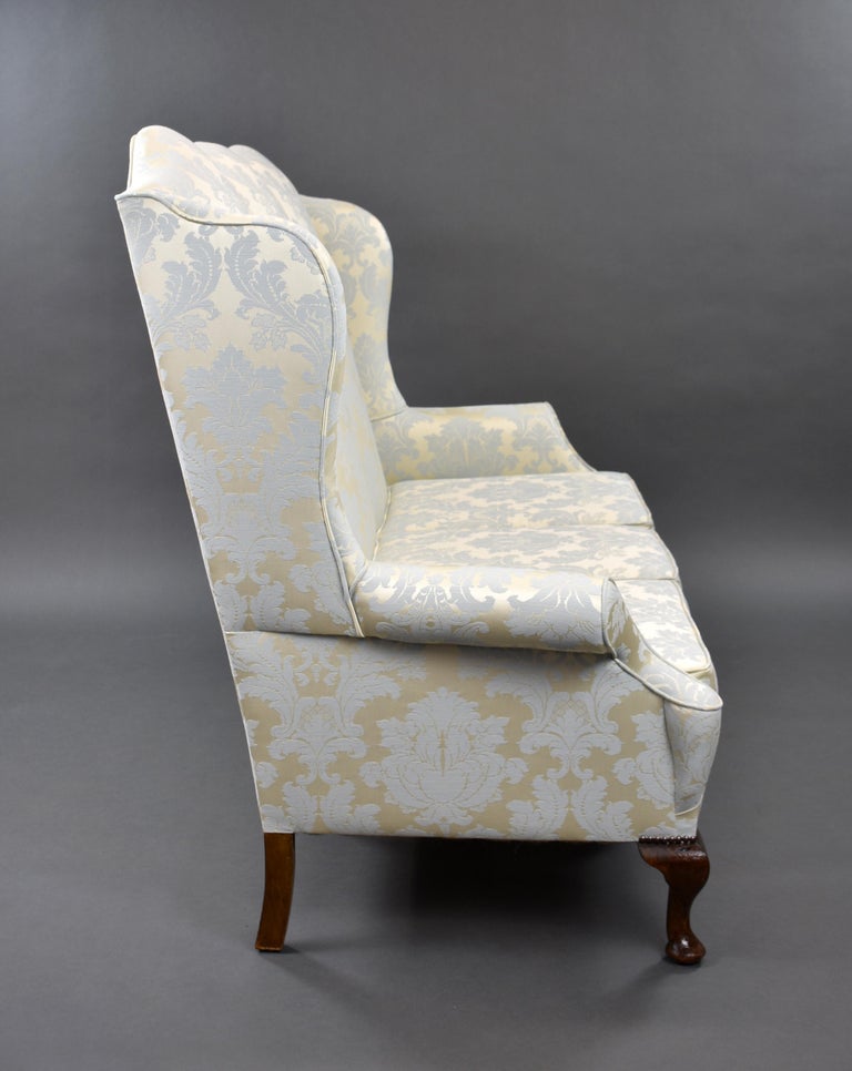 Antique English Queen Anne Style Wing Back Couch For Sale at 1stDibs