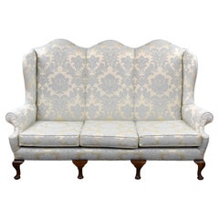 Antique English Queen Anne Style Wing Back Couch