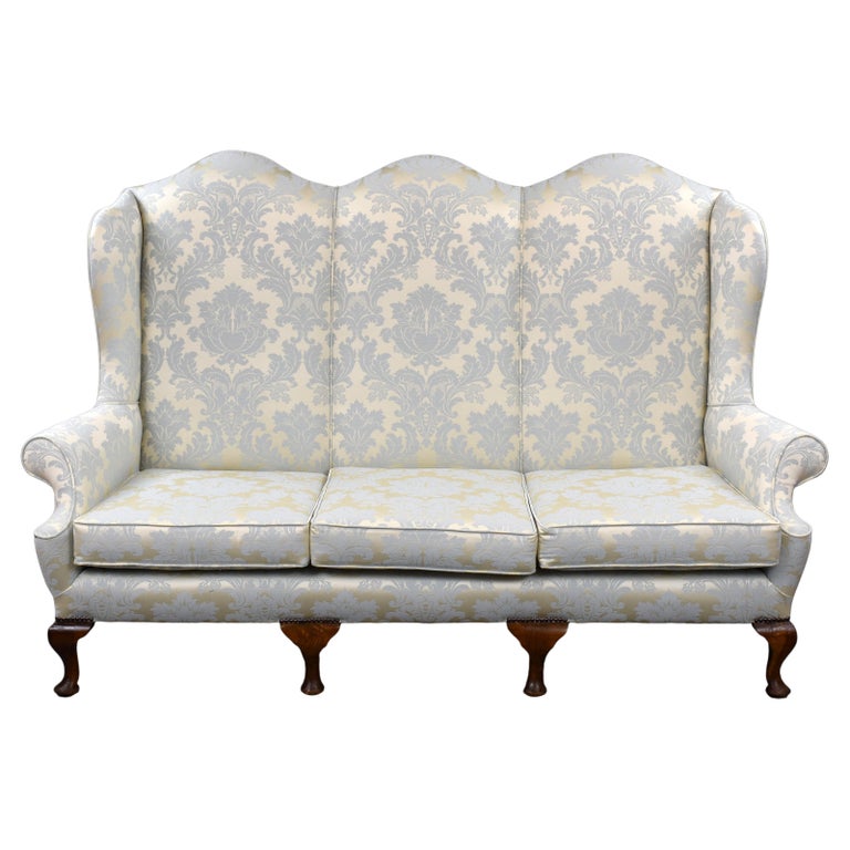 Antique English Queen Anne Style Wing Back Couch For Sale at 1stDibs