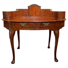 Antique English Queen Anne Walnut Writing Desk, Circa 1895