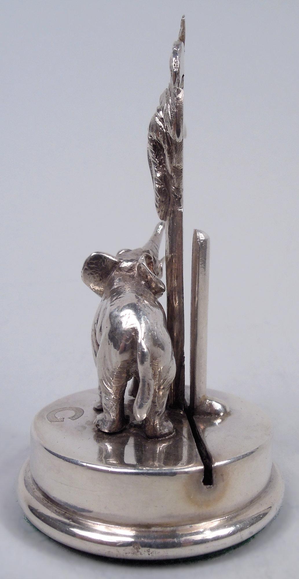 Edwardian Antique English Raj-Era Elephant & Palm Tree Place Card Holders, 1913 For Sale