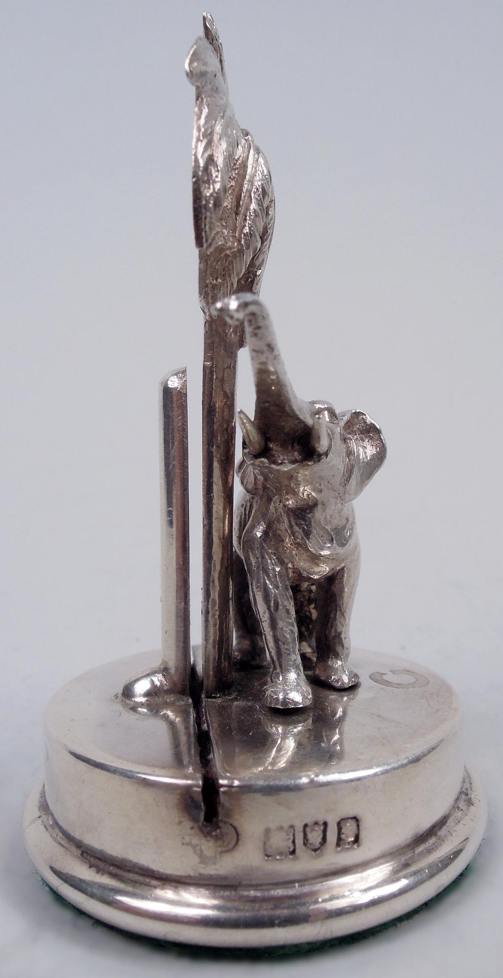 Early 20th Century Antique English Raj-Era Elephant & Palm Tree Place Card Holders, 1913 For Sale