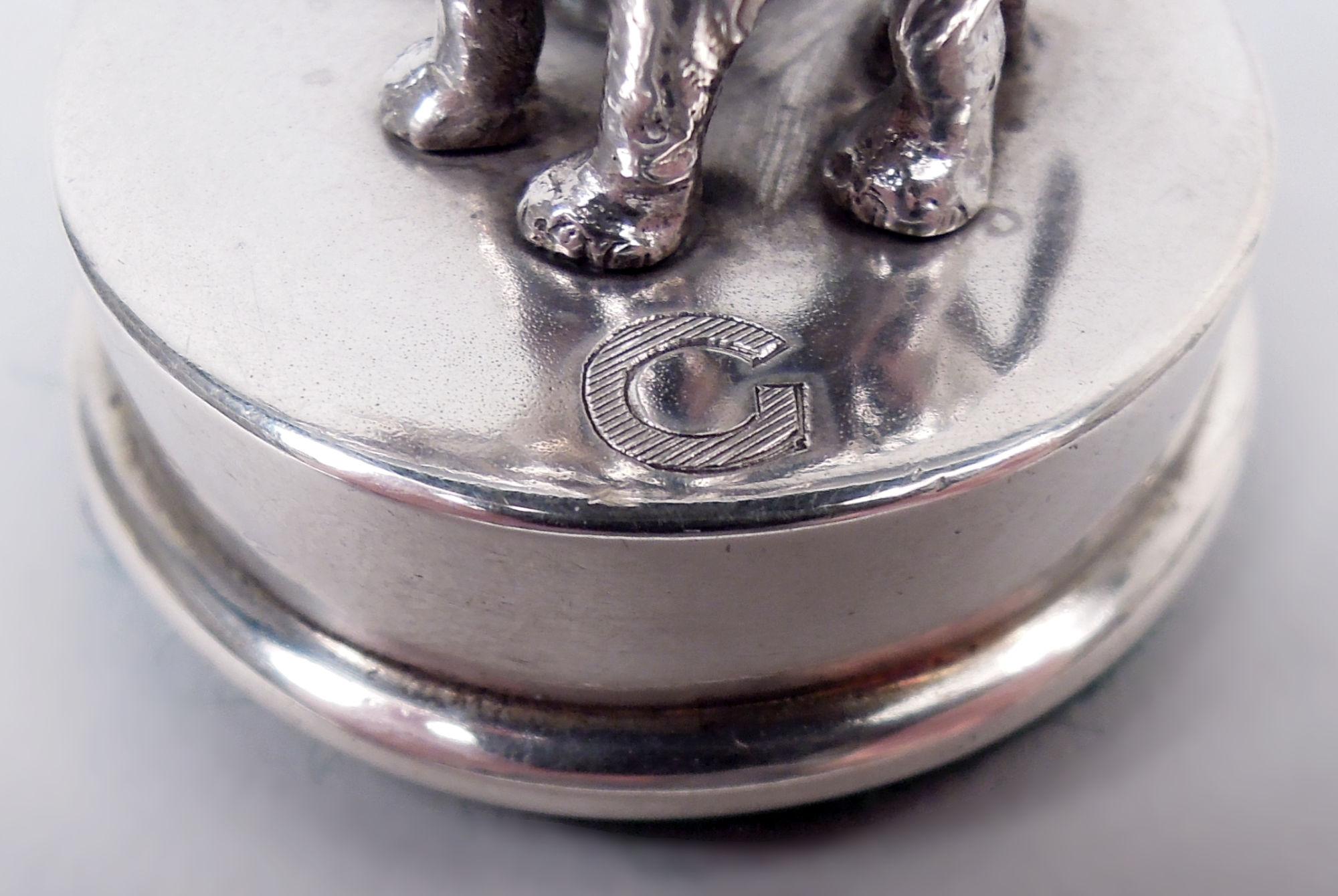 Sterling Silver Antique English Raj-Era Elephant & Palm Tree Place Card Holders, 1913 For Sale