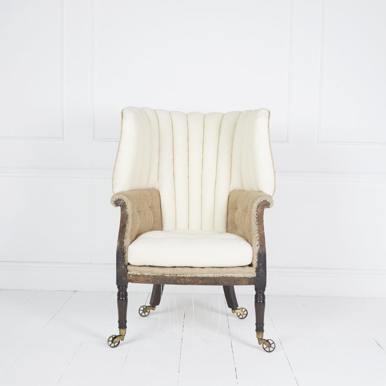 Antique English Regency Barrel Back Wing Chair For Sale 2