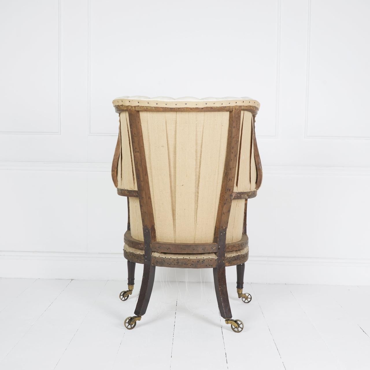 Antique English Regency Barrel Back Wing Chair For Sale 3