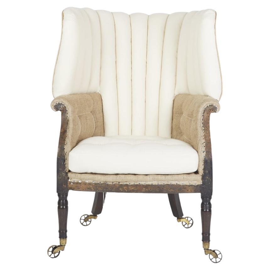 Antique English Regency Barrel Back Wing Chair
