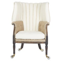 Antique English Regency Barrel Back Wing Chair