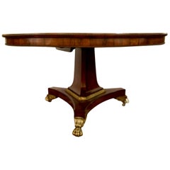 Antique English Regency Brass-Inlaid Rosewood Center Table, Circa 1820