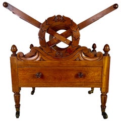 A.I.C. English Maple Magazine Rack with Drawer and Casters (Porte-revues en érable anglais avec tiroir et roulettes)