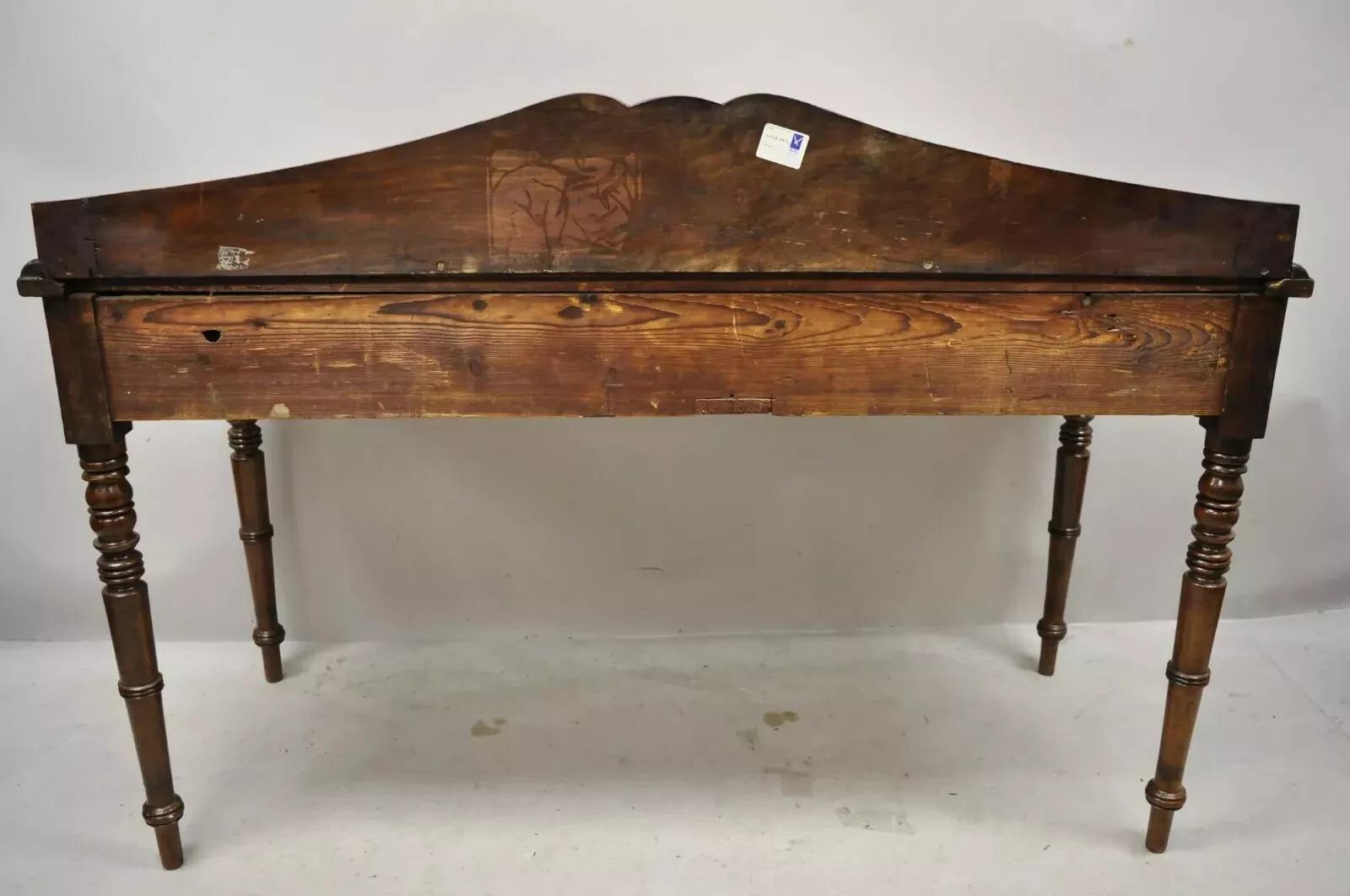 Antique English Regency Carved Crotch Mahogany Sideboard Buffet Console Table For Sale 6
