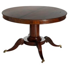 Antique English Regency Carved Mahogany Pedestal Breakfast Table, circa 1820