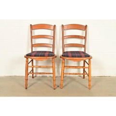 Antique English Regency Carved Maple Side Chairs or Dining Chairs, Circa 1890s
