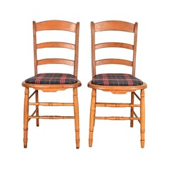 Antique English Regency Carved Maple Side Chairs or Dining Chairs, Circa 1890s