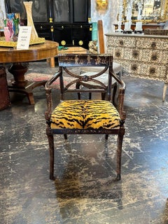 Antique English Regency Chinoiserie Armchair with Scalamandre Tiger Velvet