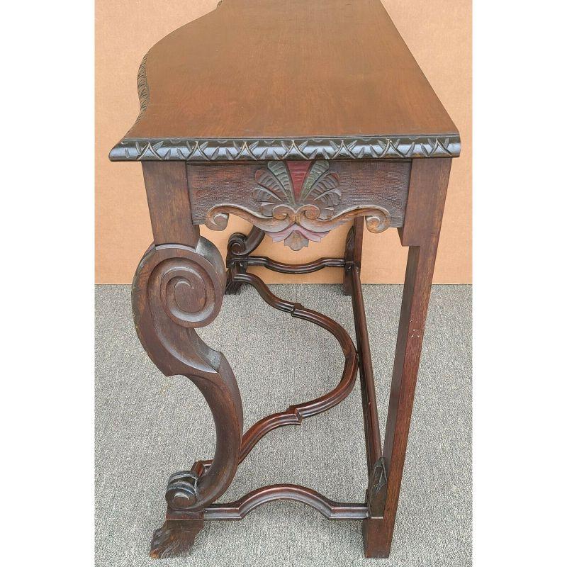 Carved Antique English Regency Console Table Polychrome For Sale
